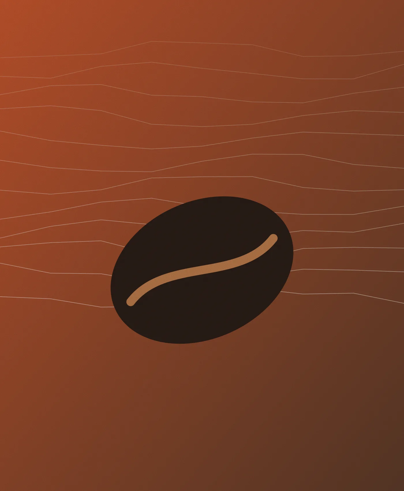 Illustration d’un grand grain de café sur des courbes de terroir