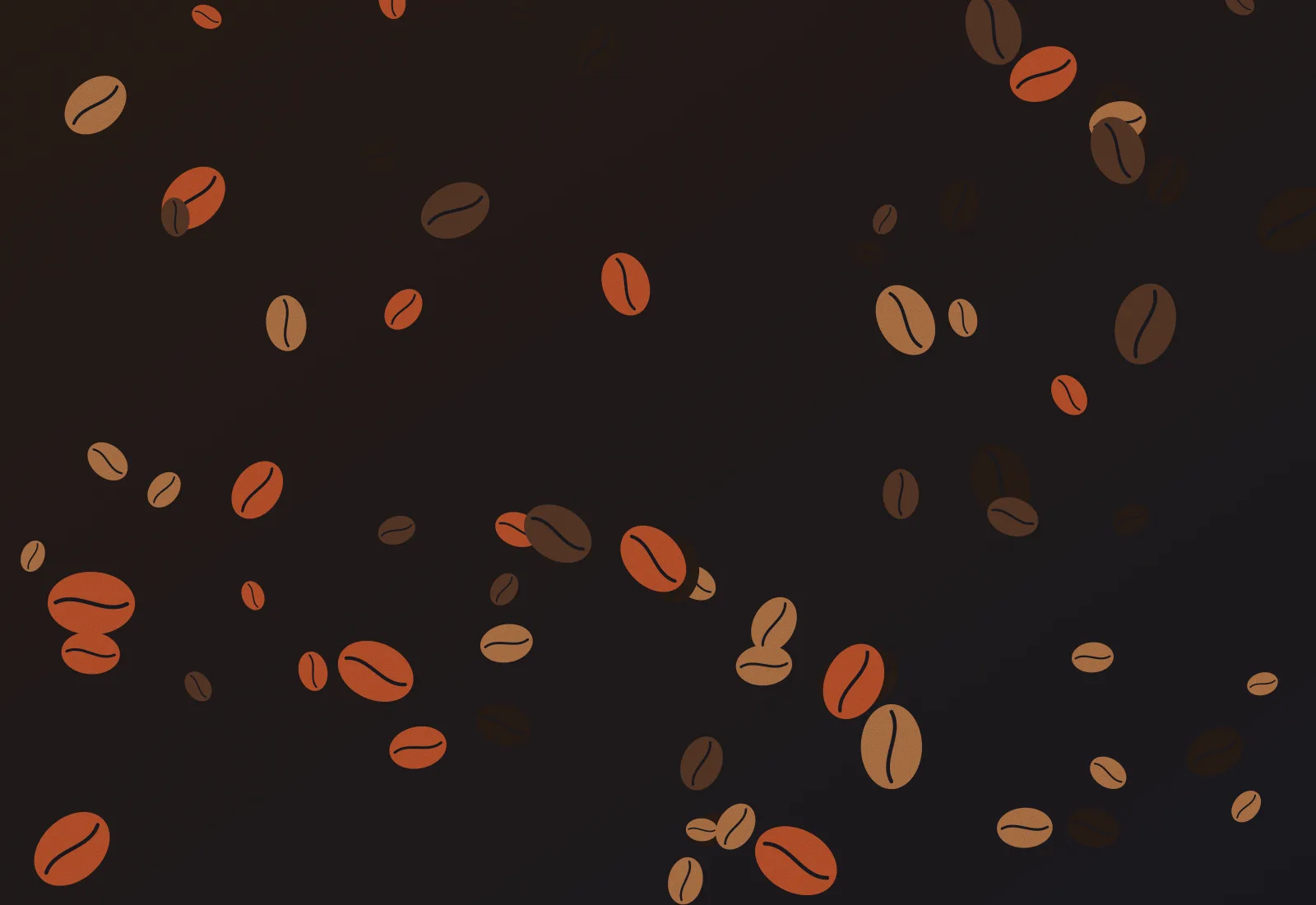 Illustration de grains de café sur un fond sombre
